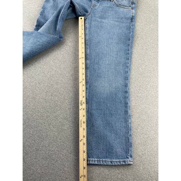 MANGO Maternity Jeans Sz 6 Blue Straight Leg Over-The-Belly Cropped Light Wash - Picture 8 of 16
